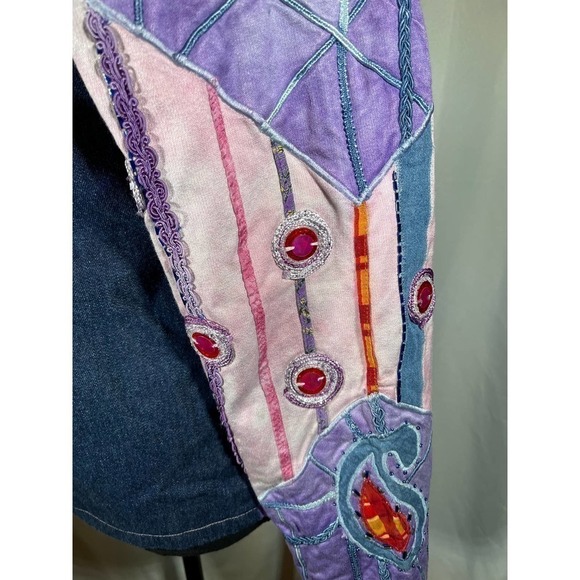 VINTAGE Indigo Moon Funky Retro Jacket Womens Medium Embroidered Embellishments - Picture 7 of 7